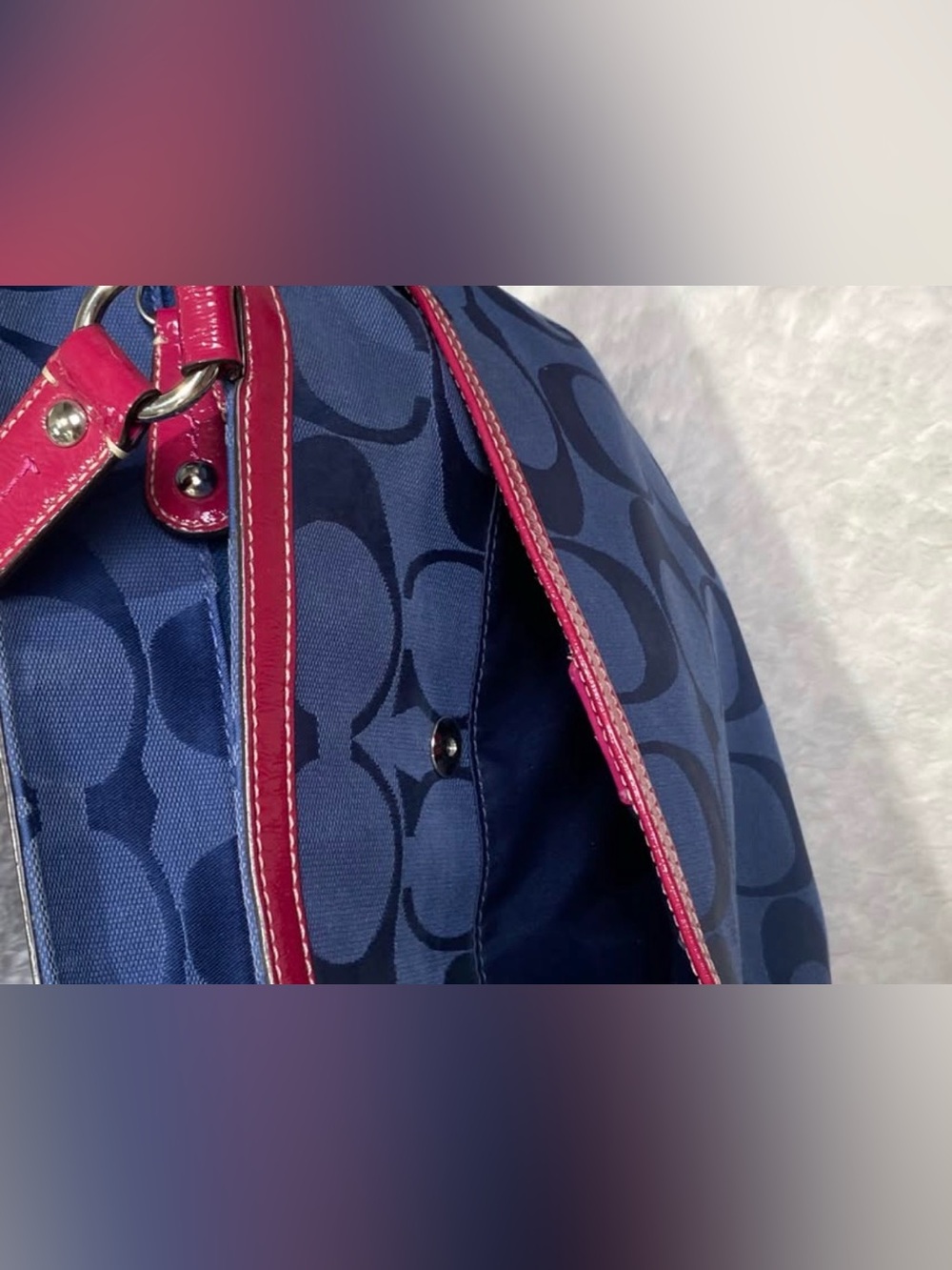 Coach Pink and navy blue laura tote bag - Picture 5 of 10